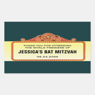 Pegatina Rectangular Teatro Marquee Bar Bat Mitzvah