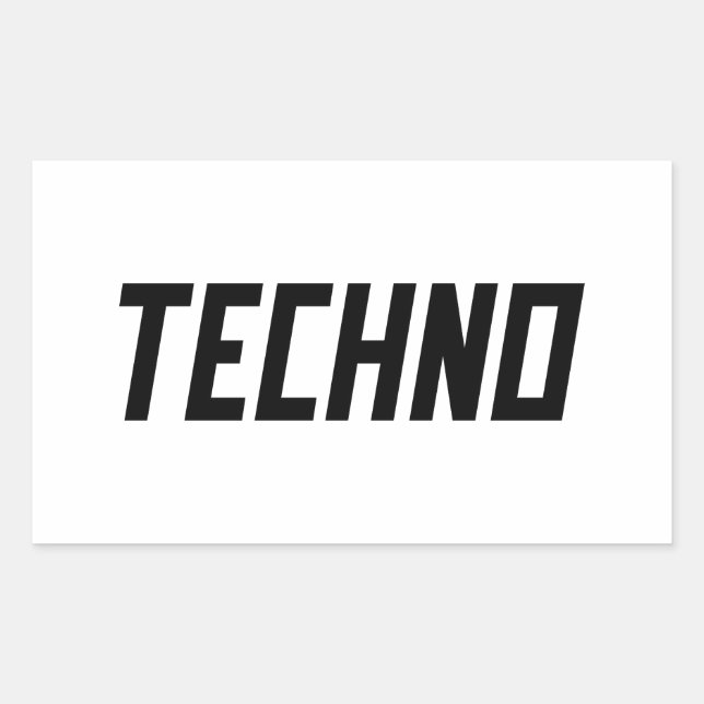 Pegatina Rectangular TECHNO Music (Anverso)