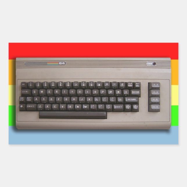Pegatina Rectangular ¿Teclado de computadora retro vintage? (Anverso)