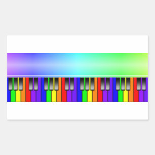 Pegatina Rectangular Teclado de piano del arco iris