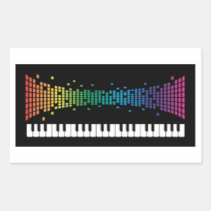 Pegatina Rectangular Teclado instrumental de piano musical multicolor