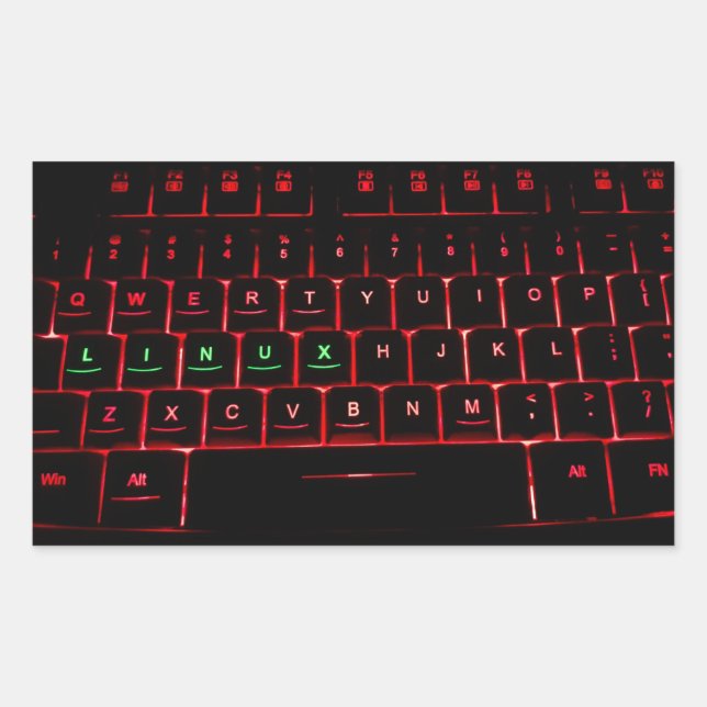 Pegatina Rectangular Teclado Linux (Anverso)