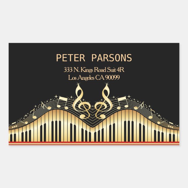 Pegatina Rectangular Teclado Oro Y Negro Y Limpieza Treble (Anverso)