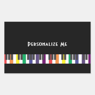 Pegatina Rectangular Teclas de piano arcoíris