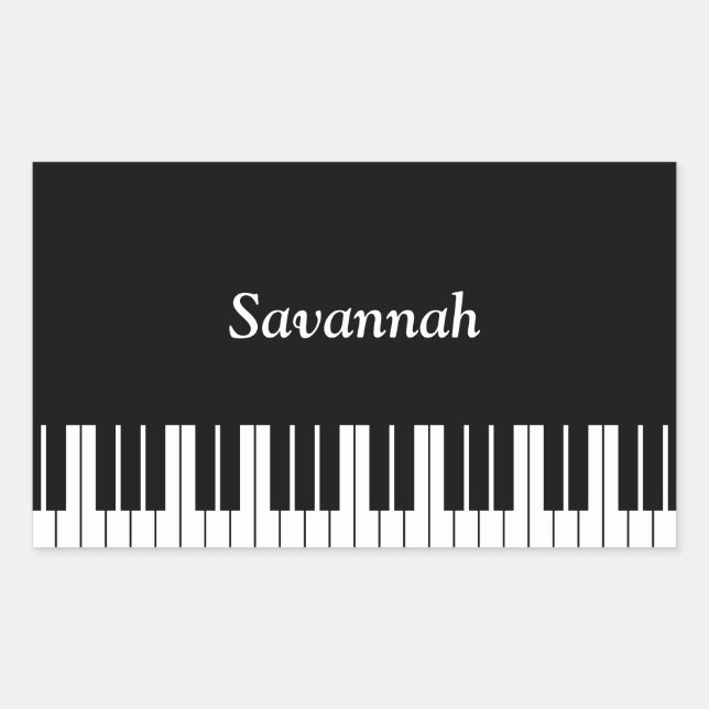 Pegatina Rectangular Teclas del Teclado del Piano, Negras y Blancas (Anverso)