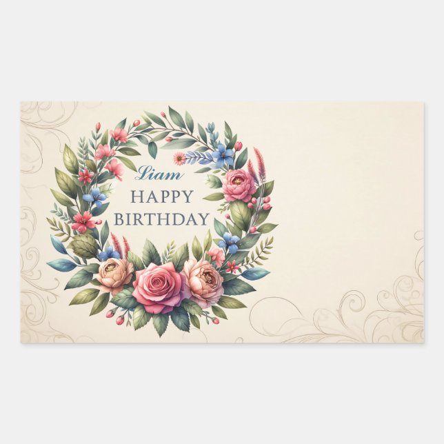 Pegatina Rectangular Teddy Bear Globos Niños Foto Cumpleaños (Anverso)