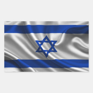 Pegatina Rectangular Tejido de Bandera de Israel