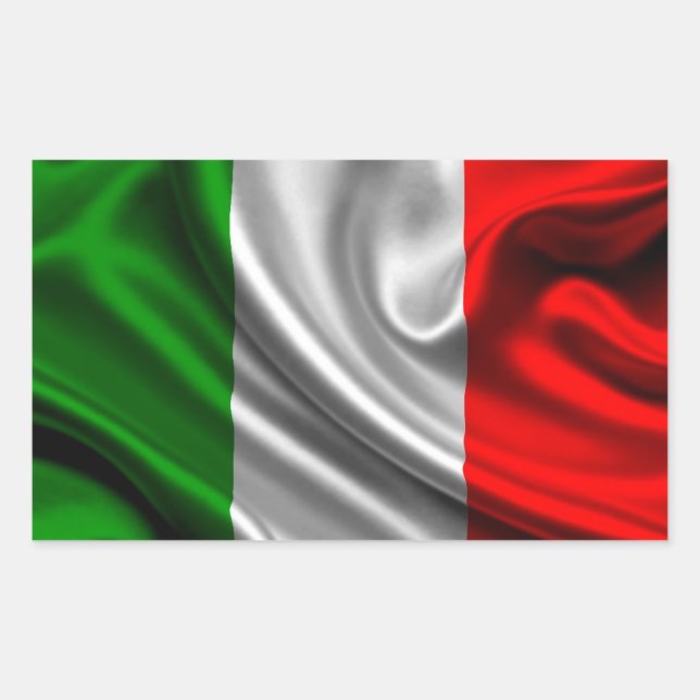 Pegatina Rectangular Tejido de Bandera de Italia (Anverso)