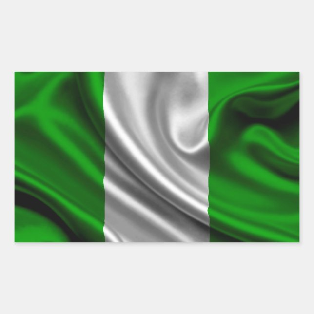 Pegatina Rectangular Tejido de bandera de Nigeria (Anverso)