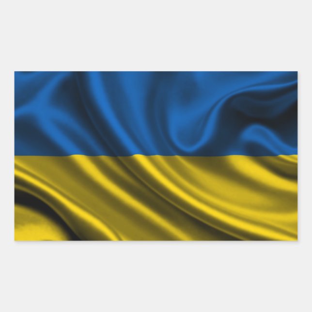 Pegatina Rectangular Tejido de bandera de Ucrania (Anverso)