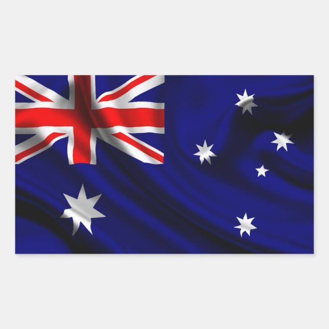 Pegatina Rectangular Tela de bandera de Australia (Anverso)