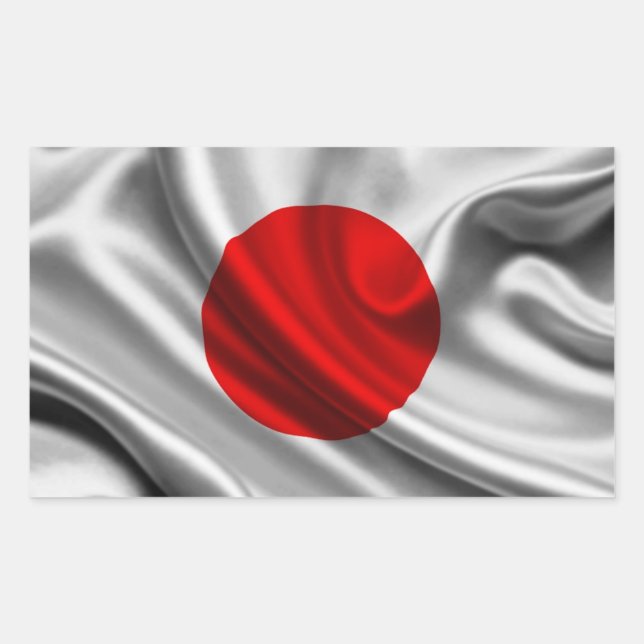 Pegatina Rectangular Tela de bandera de Japón (Anverso)