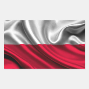 Pegatina Rectangular Tela de bandera de Polonia