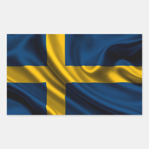 Pegatina Rectangular Tela de bandera de Suecia