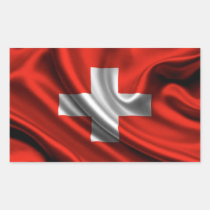 Pegatina Rectangular Tela de bandera de Suiza