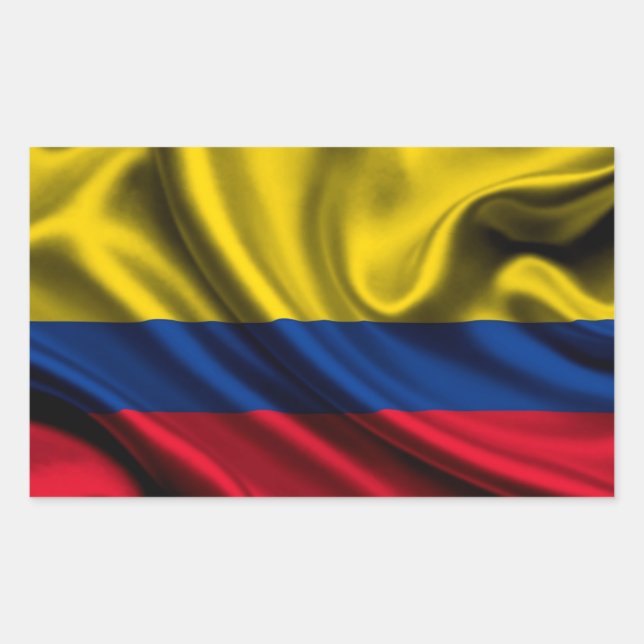 Pegatina Rectangular tela de la bandera de Colombia (Anverso)