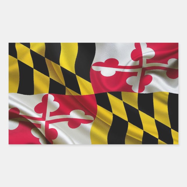 Pegatina Rectangular Tela de la bandera de Maryland (Anverso)