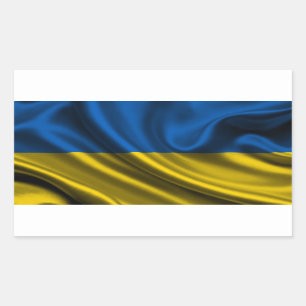 Pegatina Rectangular Tela de la bandera de Ucrania