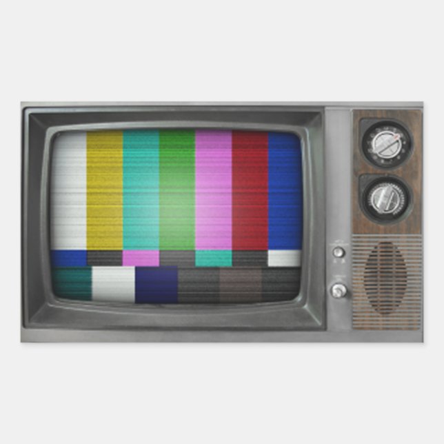 Pegatina Rectangular Televisión antigua (Anverso)