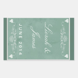 Pegatina Rectangular Tema del tablero con corazones