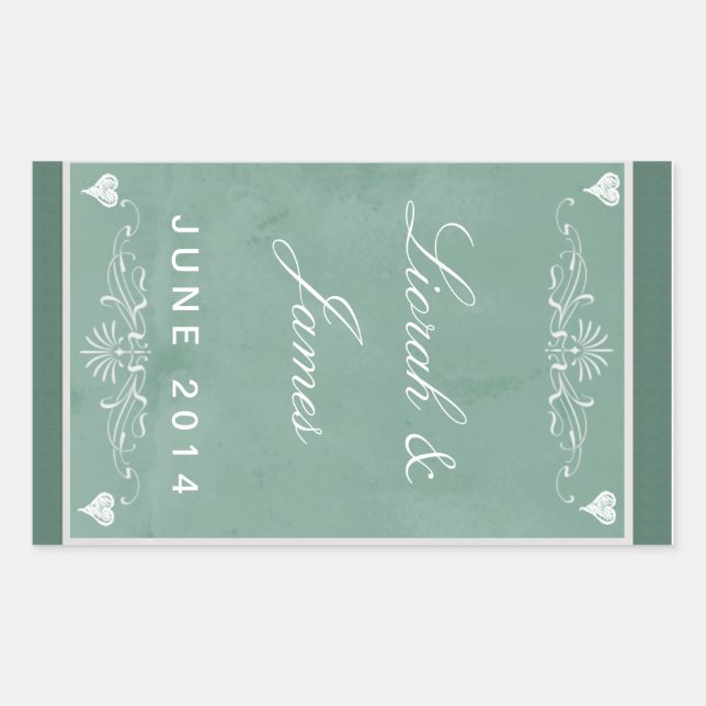 Pegatina Rectangular Tema del tablero con corazones (Anverso)