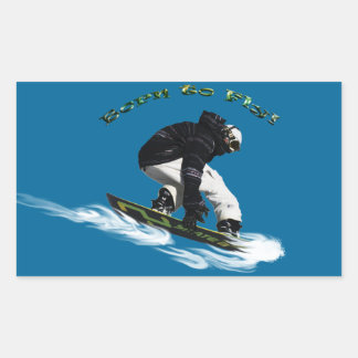 Pegatina Rectangular Tema deportivo de invierno de la Boarder de Nieve 