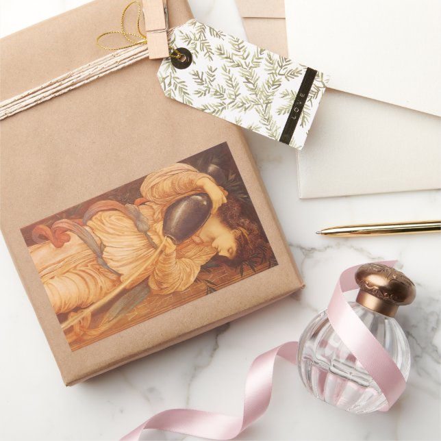 Pegatina Rectangular Temperantia por Sir Edward Coley Burne-Jones (Regalar)