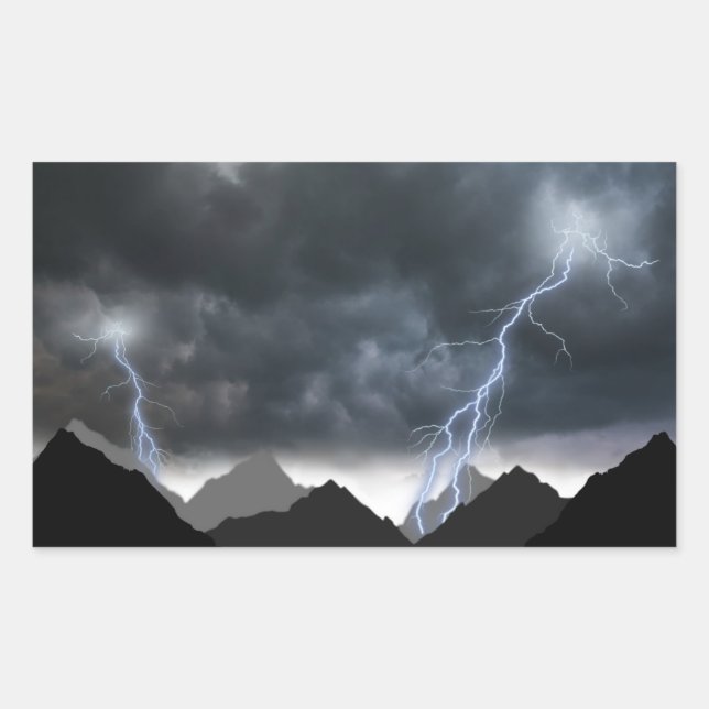 Pegatina Rectangular Tempête sur la montagne (Anverso)