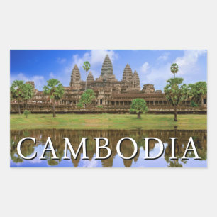 Pegatina Rectangular Templo Angkor Wat   Kampuchea, Camboya