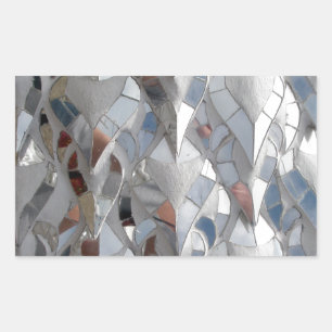 Pegatina Rectangular Templo blanco, mosaico espejo, Chiang Rai
