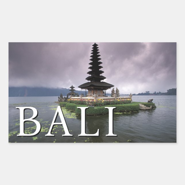 Pegatina Rectangular Templo de Ulun Danu | Bali, Indonesia (Anverso)
