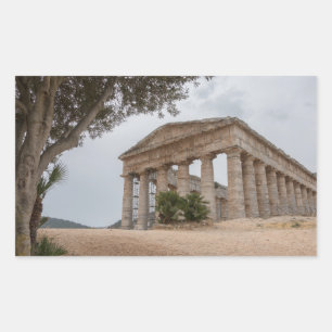 Pegatina Rectangular Templo griego en Segesta, Sicilia