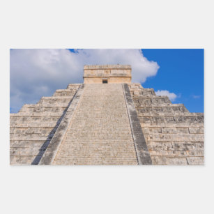 Pegatina Rectangular Templo maya de Chichen Itza en México