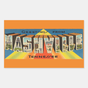Pegatina Rectangular Tennessee, hoja de 4 pegatinas de Nashville