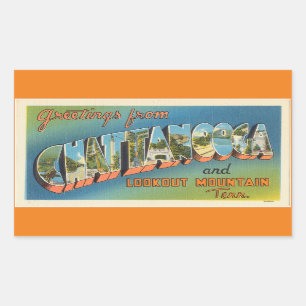 Pegatina Rectangular Tennessee, hoja de cuatro pegatinas de Chattanooga