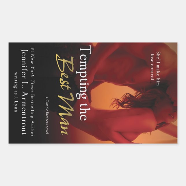 Pegatina Rectangular Tentando al mejor hombre de Jennifer L. Armentrout (Anverso)