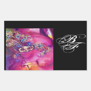Pegatina Rectangular TERCER MASK Masquerade Monograma Fuchsia Black