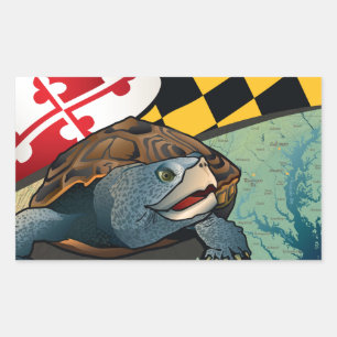 Pegatina Rectangular Terrapin ciudadano, la tortuga de Maryland