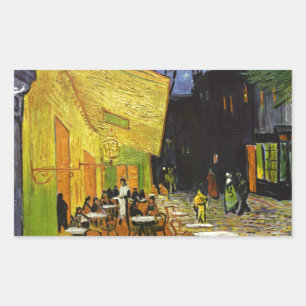 Pegatina Rectangular Terraza cafetería en Night Van Gogh