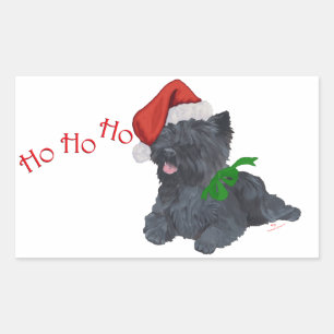 Pegatina Rectangular Terrier Cairn de Navidad