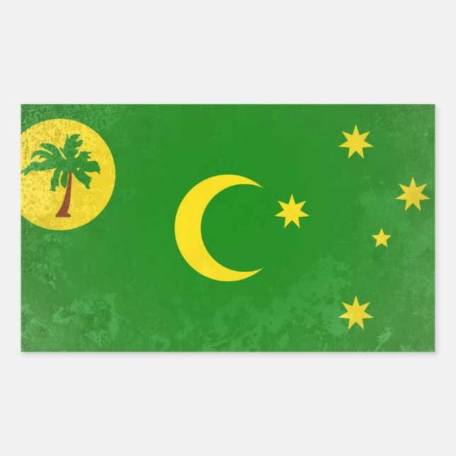 Pegatina Rectangular Territorio de las Islas Cocos (Keeling) (Anverso)