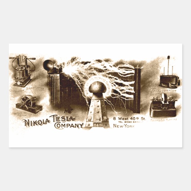 Pegatina Rectangular Tesla Letterhead (Anverso)