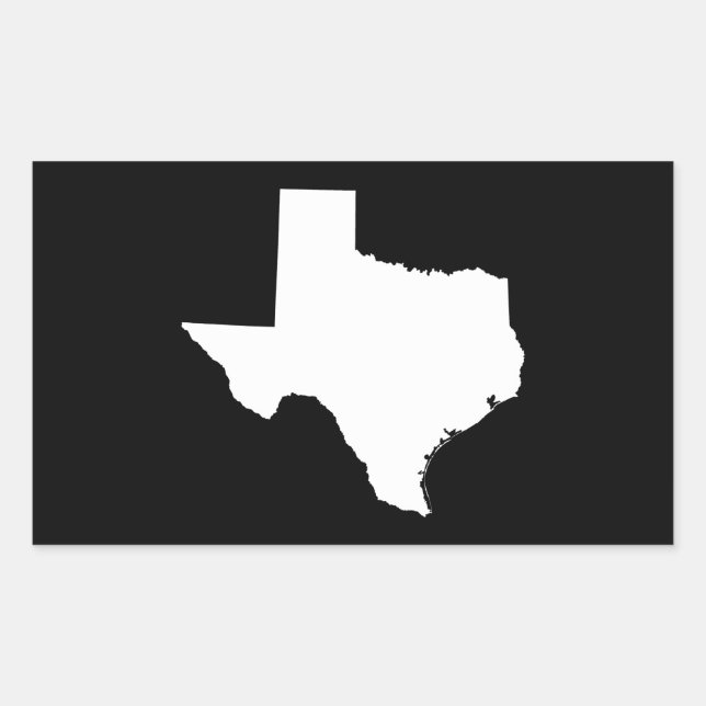 Pegatina Rectangular Texas en blanco y negro (Anverso)