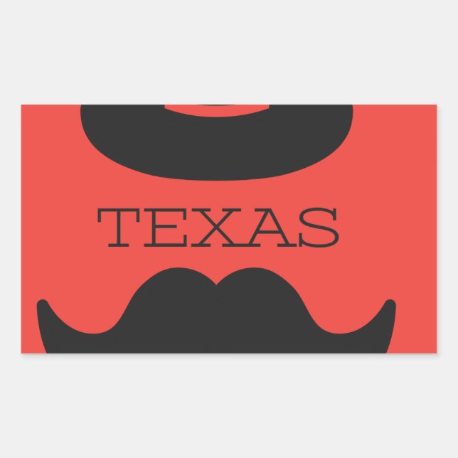 Pegatina Rectangular Texas en RED (Anverso)