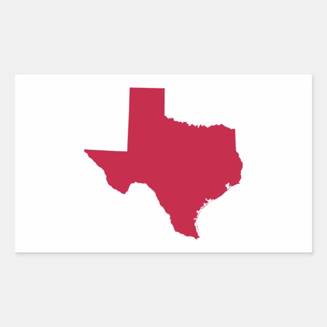Pegatina Rectangular Texas en rojo (Anverso)