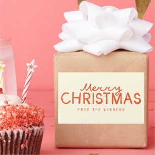 Pegatina Rectangular Texto de Navidad de Feliz escrito a mano