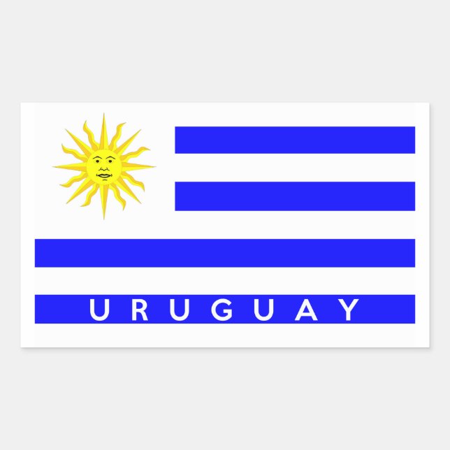 Pegatina Rectangular texto de símbolo de la bandera de uruguay (Anverso)