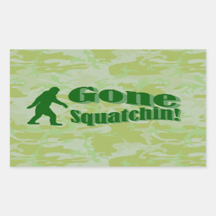 Pegatina Rectangular Texto de Squatchin sobre camuflaje verde