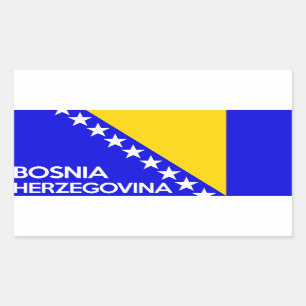Pegatina Rectangular Texto del nombre de la bandera de Bosnia y Herzego