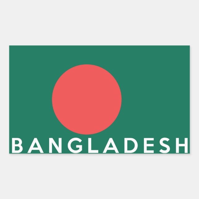 Pegatina Rectangular texto del símbolo de la bandera de Bangladesh (Anverso)